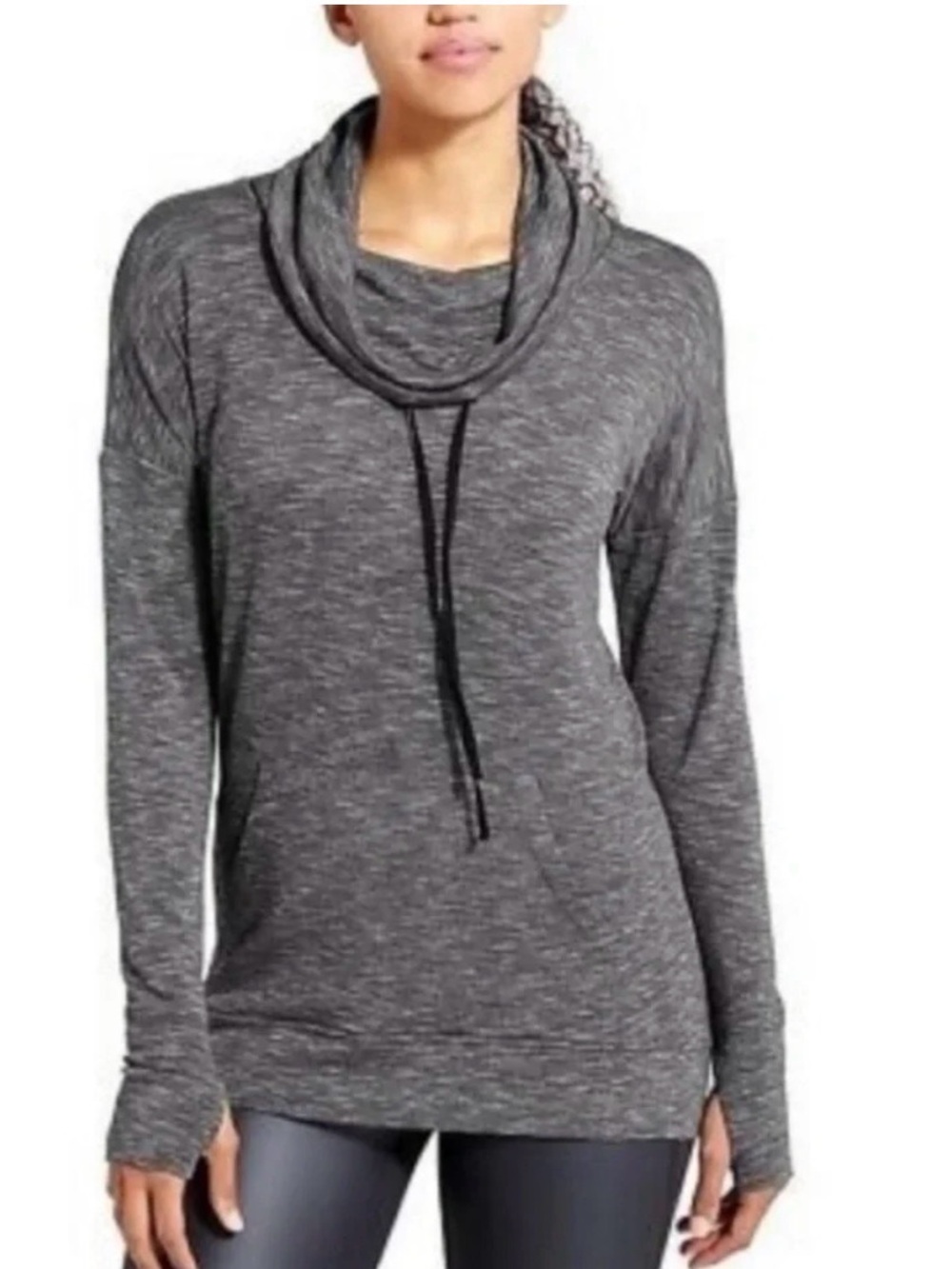 Athleta Dark Heather Gray Cowl Neck Pullover XL